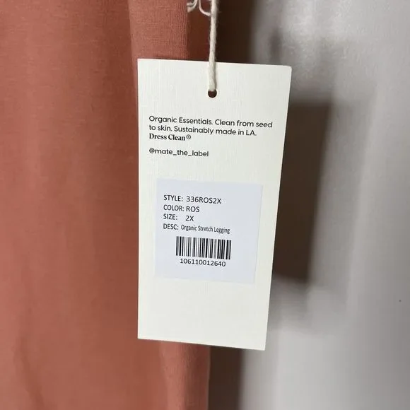 MATE The Label Leggings Womens 2X Rose Terracotta Stretch NEW Organic Cotton - Picture 8 of 10